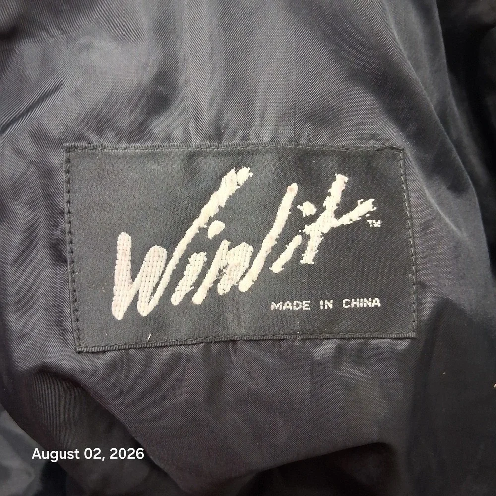 Vintage 90s Winlit Womens Leather Coat Size Medium Black Trench Duster Paisley